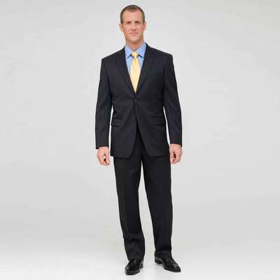 Charcoal Single Pleat Striped Wool Suit