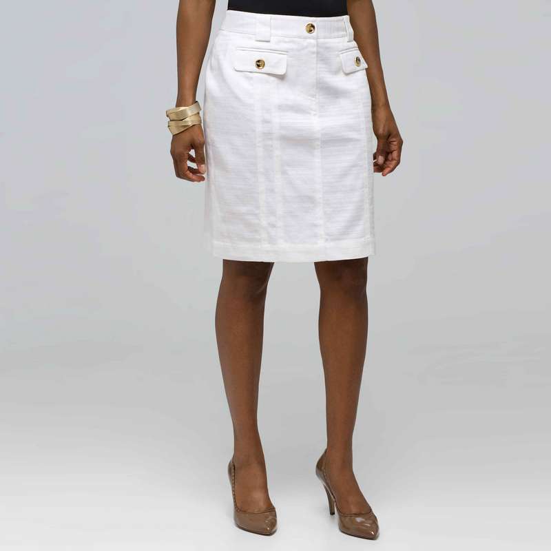 Straight Skirt, White, large image number 0