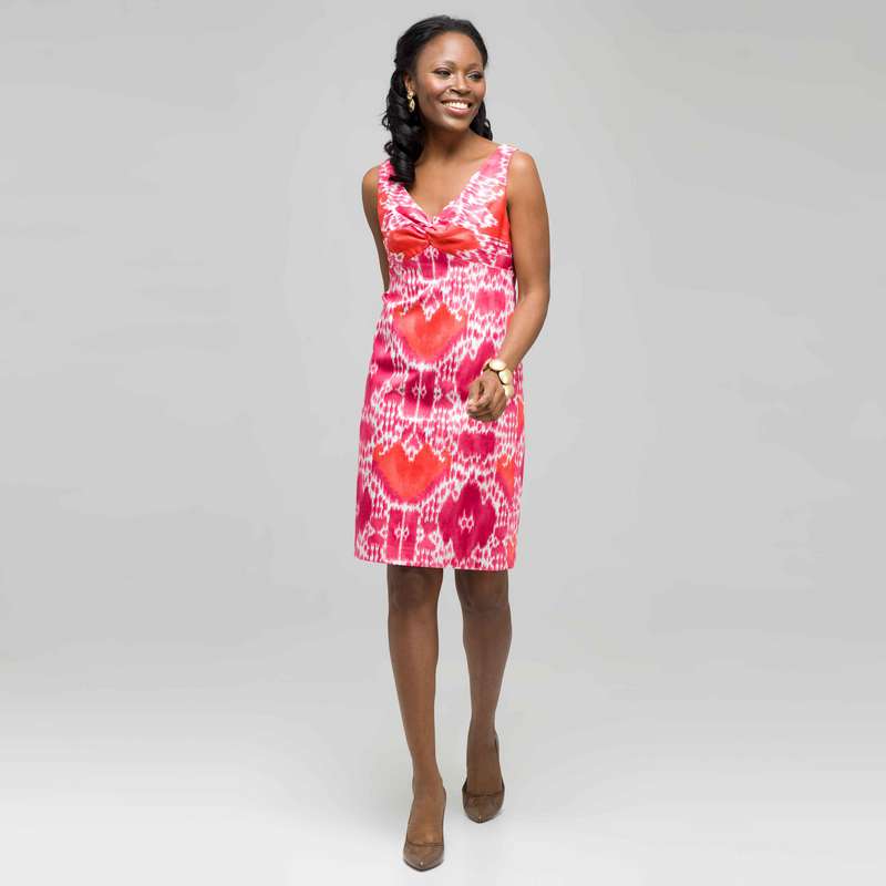 Mixed Floral Colour Twist Front Dress, Hot Pink Combo, large image number 0