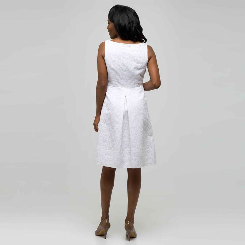 White Dress with Jewel Neckline, White, large image number 1