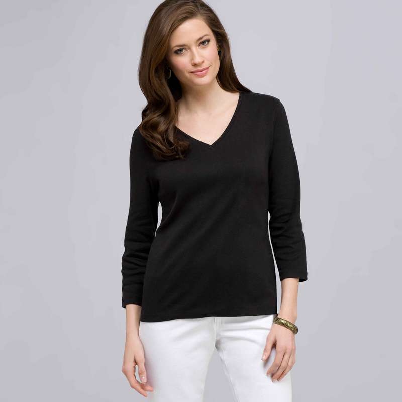 3/4 Sleeve V-Neck Top, , large image number 0