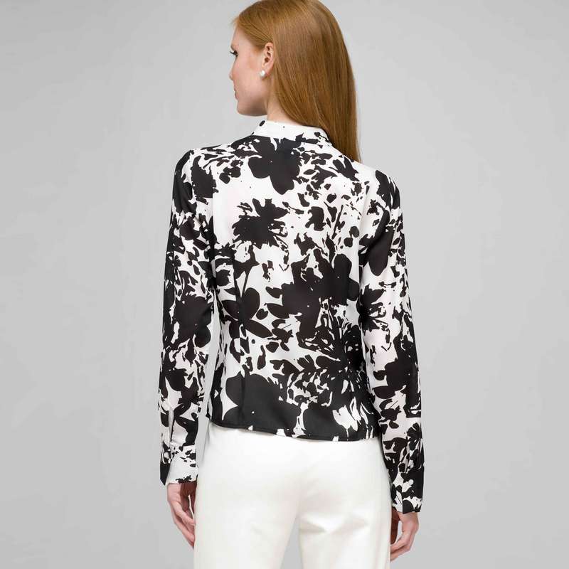 Floral Print Blouse, Black & White, large image number 1