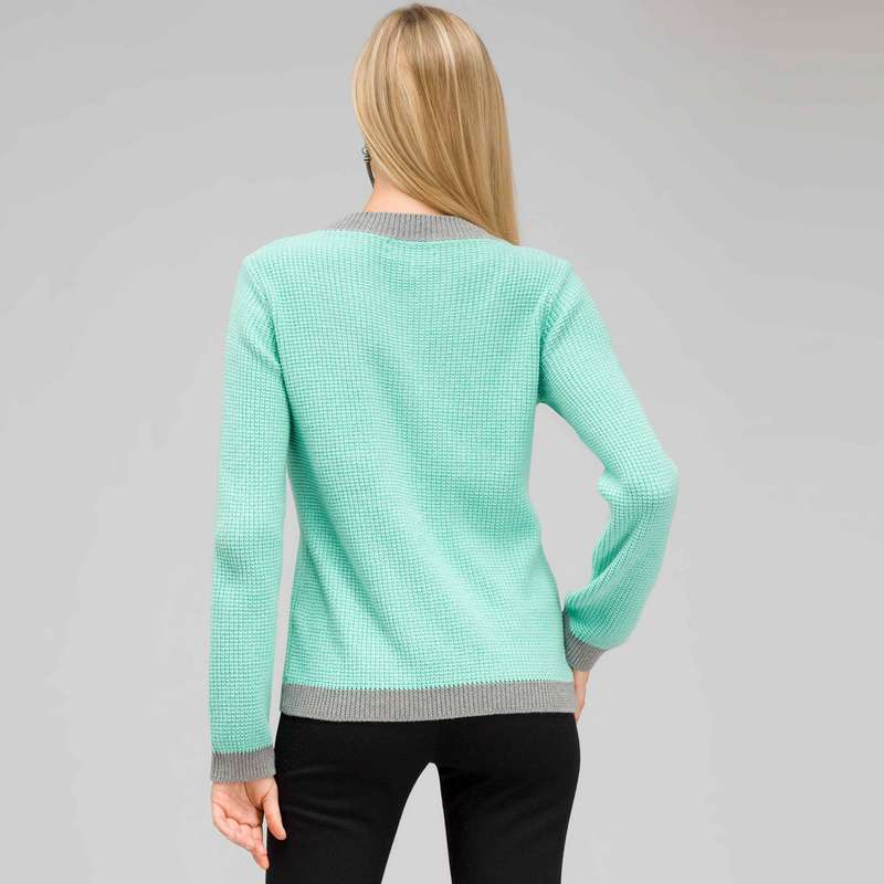 Crew Neck Cardigan, Icy Mint, large image number 1