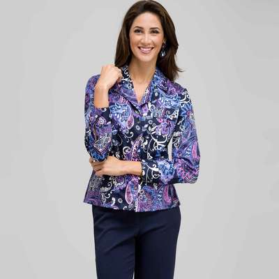 Paisley Notch Collar Button Down Shirt