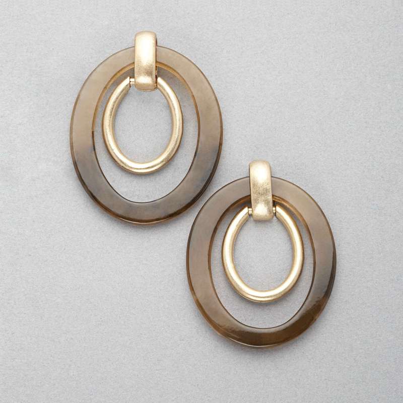 Double Hoop Clip On Earring, Gold, large image number 0