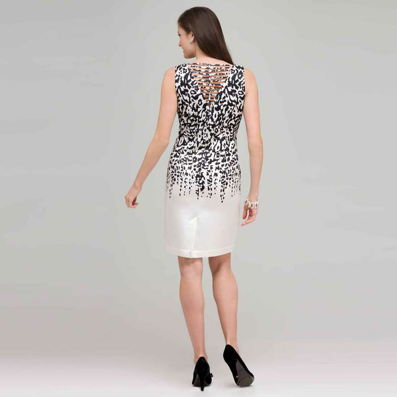 Floral Black and White Dress., White & Black, large image number 1