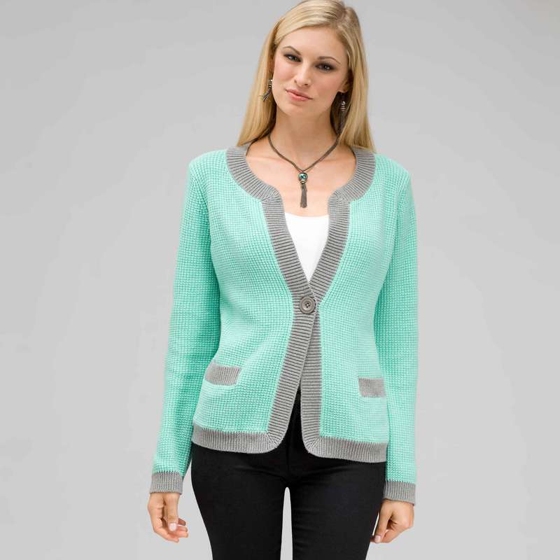 Crew Neck Cardigan, Icy Mint, large image number 0