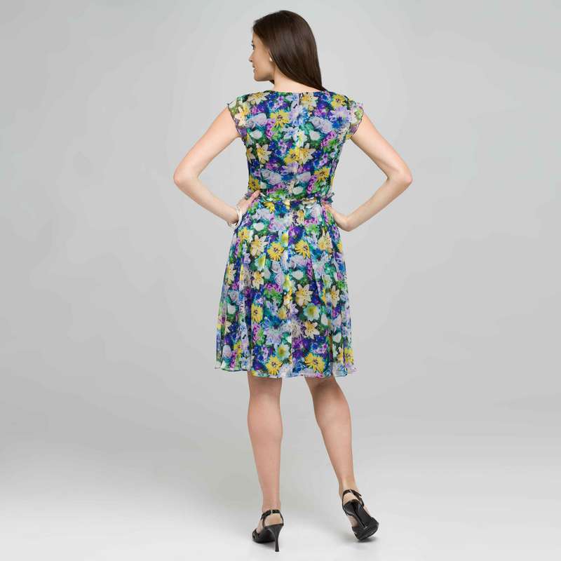 Floral Ruffly Seam Party Dress, Aloe Multi, large image number 1