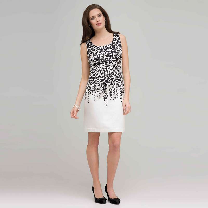 Floral Black and White Dress., White & Black, large image number 0