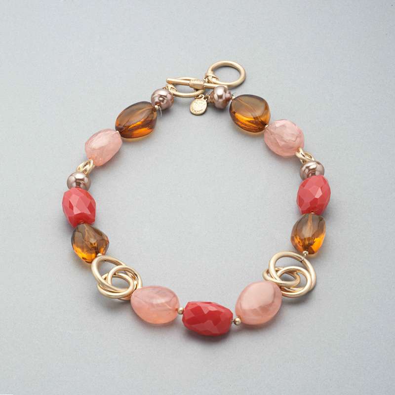 Pink Quartz Necklace, Gold, large image number 0