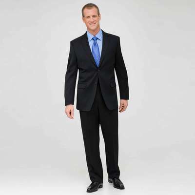 Black Flat Front Wool Suit