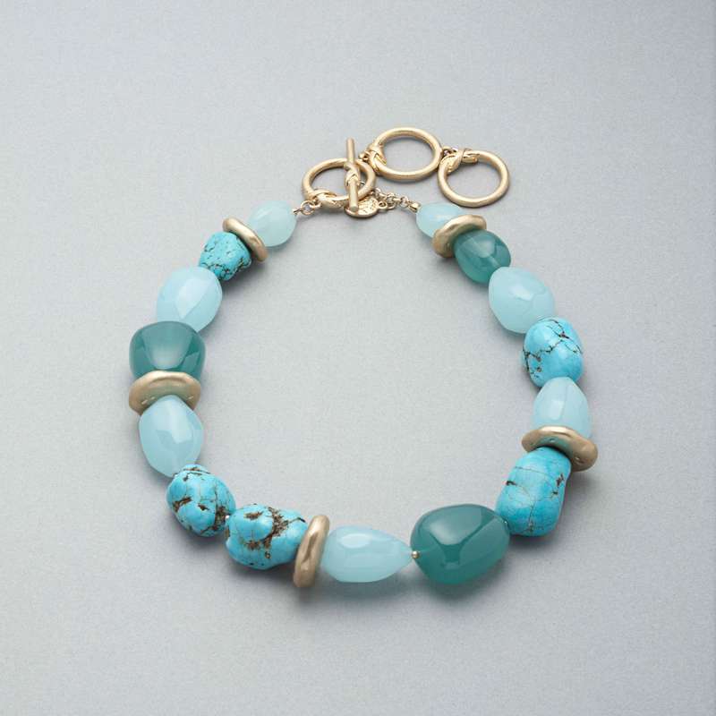 Turquoise and Gold Necklace, Gold, large image number 0