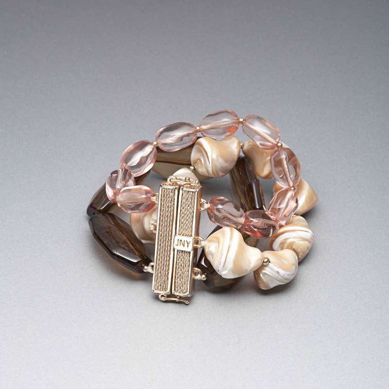 Pink and Brown Bracelet, Gold, large image number 1