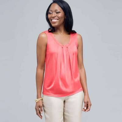 Sleeveless Pleated Top.