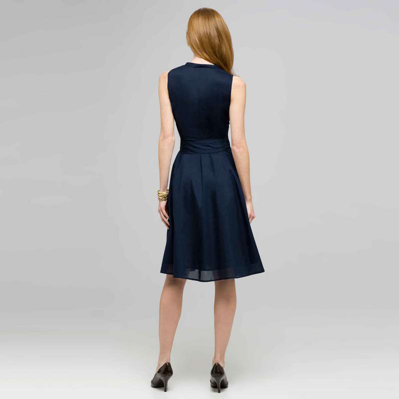 Pleated Dress With Front Sash., Admiral Navy, large image number 1