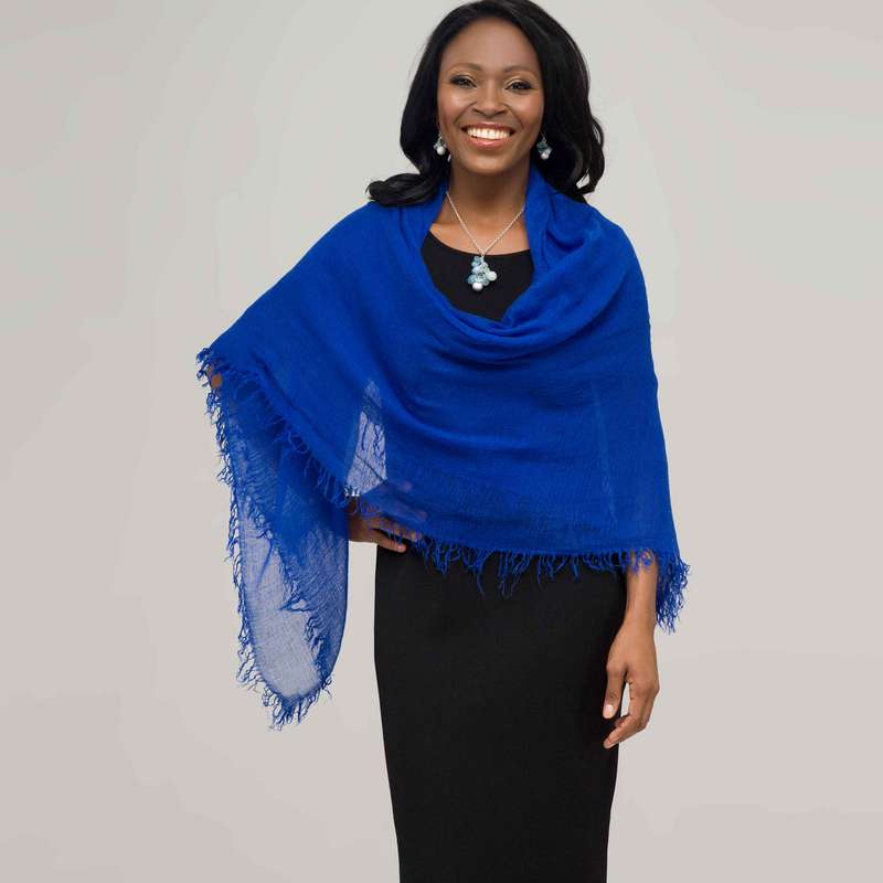 Solid Luxe Scarf, Blue, large image number 0