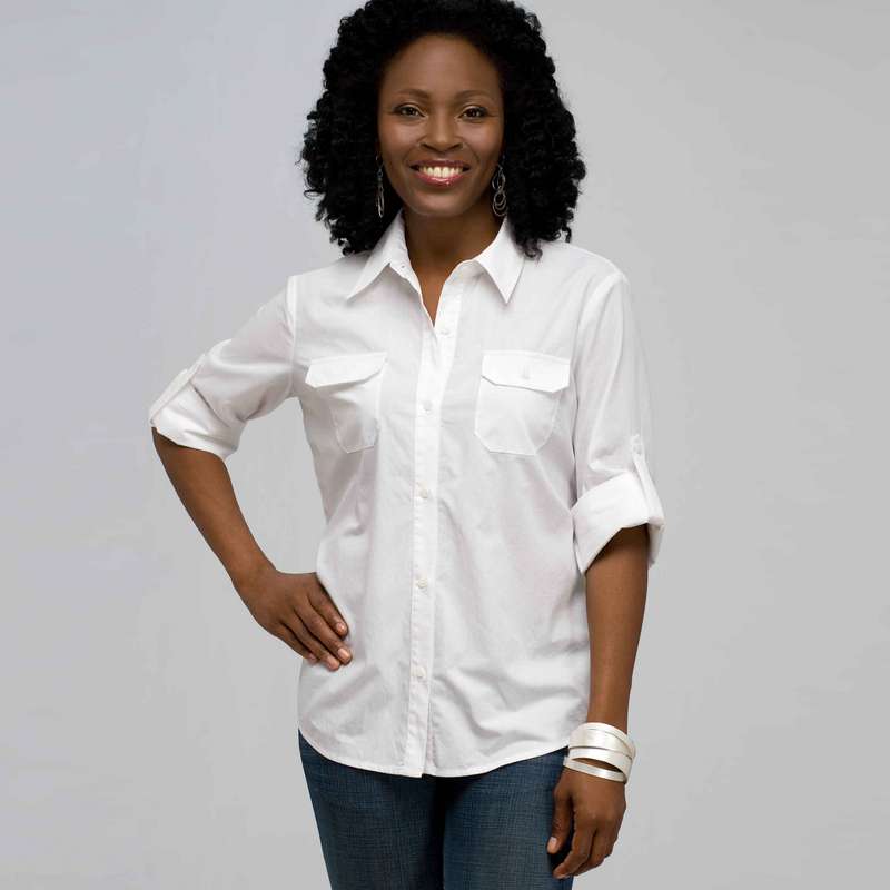 Classic Button Front Shirt, White, large image number 0